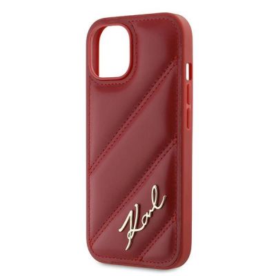6. Karl Lagerfeld Diagonal Quilted Script Hülle für iPhone 15 / 14 / 13 – rot