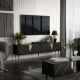 3. 4D MOUNTAIN TV-Schrank 204x40x55 schwarz + gold