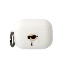 Karl Lagerfeld KLAP2RUNIKH AirPods Pro 2 Hülle weiß/weiß Silikon Karl Head 3D