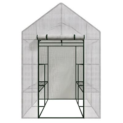 AWTOOLS Gartengewächshaus Weiß 143x143x195cm