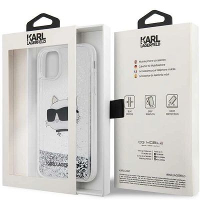 8. Karl Lagerfeld KLHCN61LNCHCS iPhone 11/ XR Silber/Silber Hardcase Glitter Choupette Head
