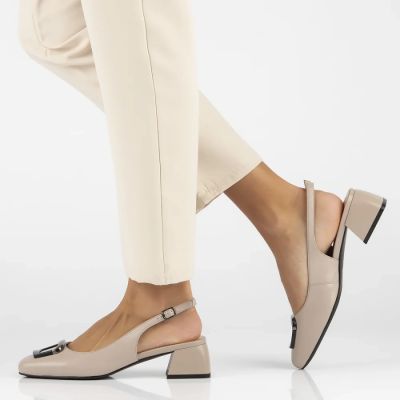 8. Lederpumps mit Blockriemen, beige, Filippo DP6183