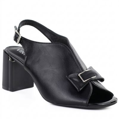 Schwarze Jezzi RMR25112-3 Sandalen mit Blockabsatz und Schleife für Damen