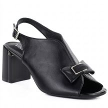 Schwarze Jezzi RMR25112-3 Sandalen mit Blockabsatz und Schleife für Damen