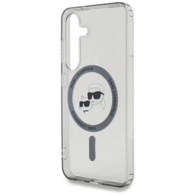 6. Karl Lagerfeld Button Karl & Choupette Heads Printed Logo MagSafe Samsung Galaxy S25 Hülle schwarz