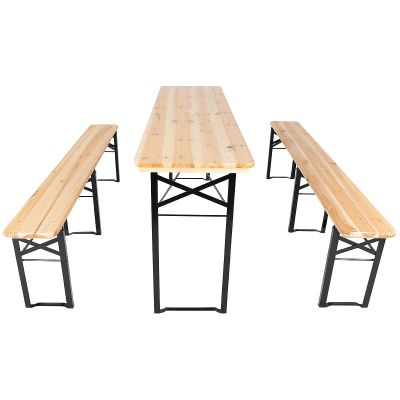 10. Picknick-Bar-Set, bestehend aus Holztisch und 2 Bänken