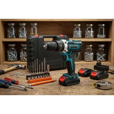 4. Extralink Tools | Akku-Bohrschrauber | blau + 2 Akkus