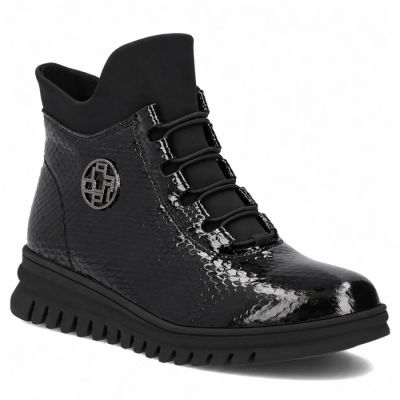 Schwarze Damen-Lacklederstiefeletten Filippo DBT8075