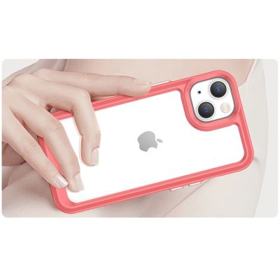 4. Outer Space Case iPhone 14 Hardcover mit Gelrahmen rot