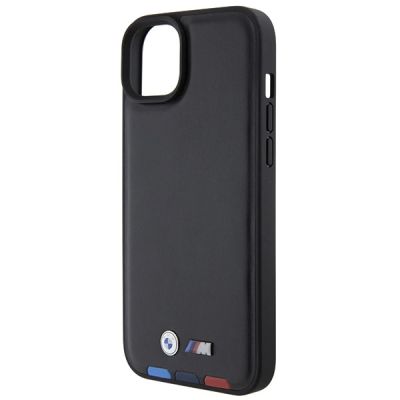 6. BMW BMHCP15M22PTDK iPhone 15 Plus 6,7" schwarz/schwarzer Lederstempel Tricolor