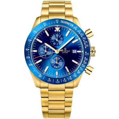 Giewont Herrenuhr Chronograph Saphir Gold Blau GW8720-B6