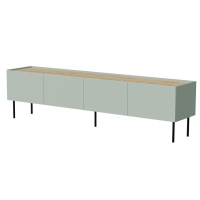 FELLINI TV-Schrank 200x40x52, olivgrün + geölte Eichenplatte