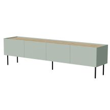 FELLINI TV-Schrank 200x40x52, olivgrün + geölte Eichenplatte