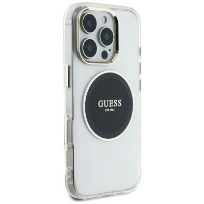 4. Guess IML Metal Colored Circle Classic Logo MagSafe Case für iPhone 16 Pro Max - Schwarz