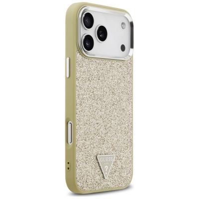 4. Guess Glitter Triangle Logo MagSafe Hülle für iPhone 17 Pro Max - Gold