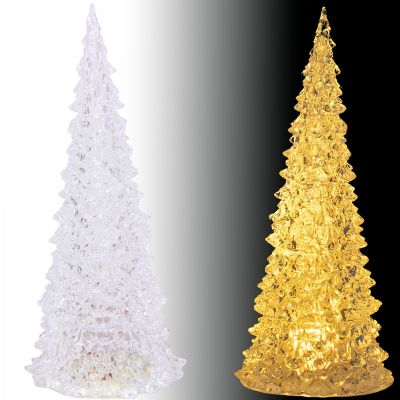 7. Dekorativer Weihnachtsbaum, transparent, warmweiß, 27 cm