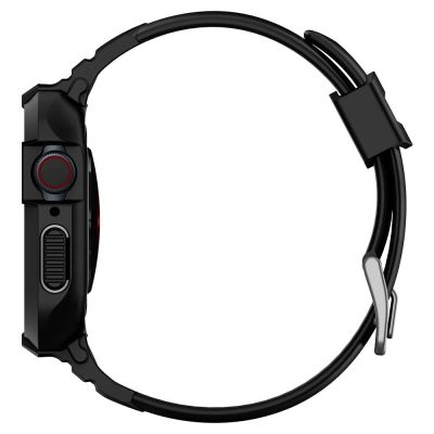 4. Spigen Rugged Armor Pro Hülle mit Armband für Apple Watch 4/5/6/7/8/SE (44/45 mm) – Schwarz