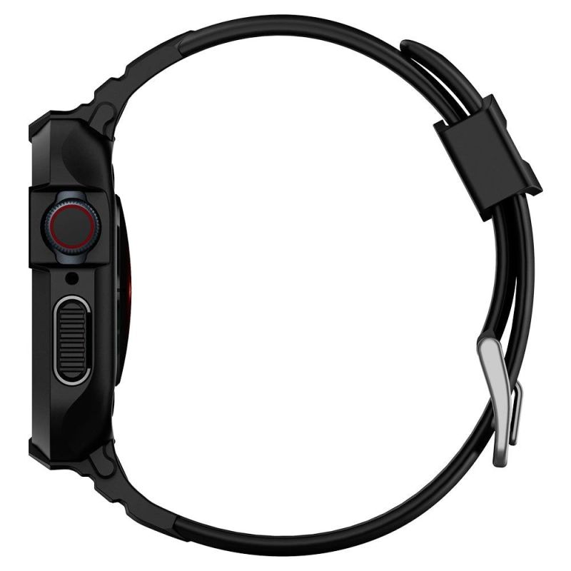 4. Spigen Rugged Armor Pro Hülle mit Armband für Apple Watch 4/5/6/7/8/SE (44/45 mm) – Schwarz