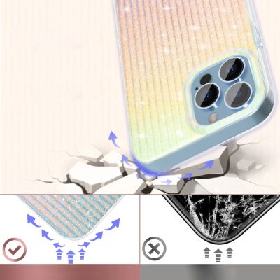 3. Kingxbar Travel Series Luxury Elegant Case für iPhone 13 Pro Blau / Orange (Wolken)