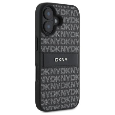 4. DKNY Texture Pattern Tonal Stripe Hülle für iPhone 16 – Schwarz