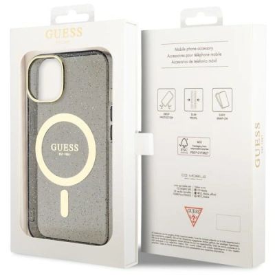 8. Guess GUHMP14MHCMCGK iPhone 14 Plus 6,7" schwarz/schwarze Hardcase Glitter Gold MagSafe
