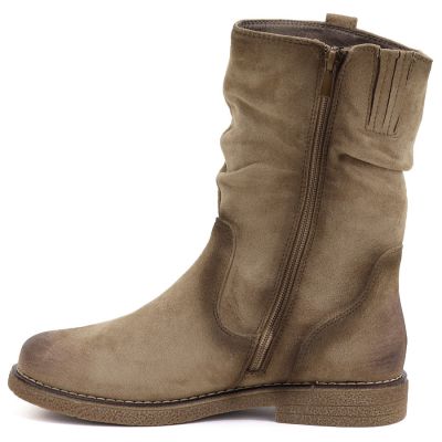 3. Gefütterte Damen-Ankle-Boots mit Rüschenoberteil, beige, M.Daszyńskie SA296-5
