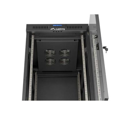 24. LANBERG Standschrank 19" 24U 600x800 Schwarze Glastür LCD (Flatpack) V2