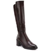 Damen-Stretchstiefel mit hohem Absatz, braun, Vinceza 58652