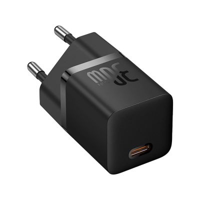 Baseus GaN5 30W Wandladegerät mit 100W USB-C-zu-USB-C-Kabel – Schwarz