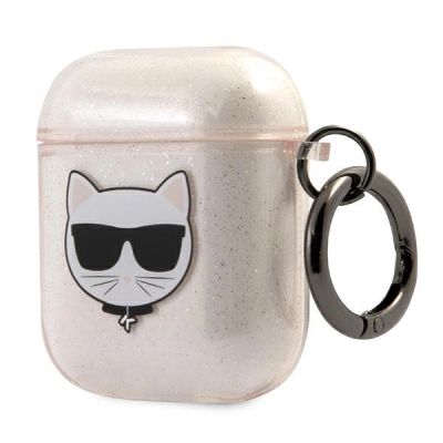 3. Karl Lagerfeld Glitter Choupette Case für AirPods 1 / 2 - Gold