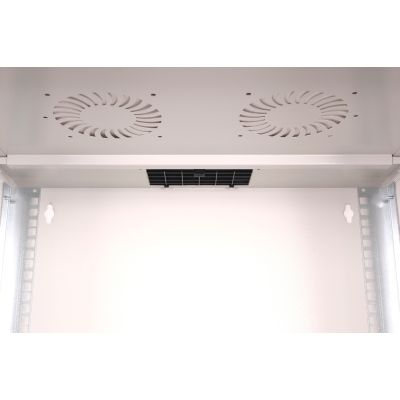 5. 19" 7U Wand-Netzwerkschrank, SOHO PRO 370 x 540 x 400 mm, Glastür, grau, unmontiert, 60 kg