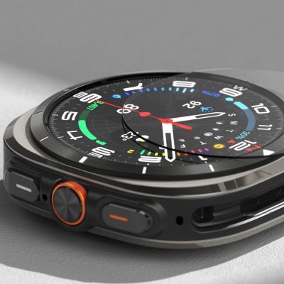 4. Ringke Slim & Tempered Glass Case + Glas-Set für Samsung Galaxy Watch Ultra 47 mm – Schwarz
