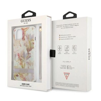 8. Guess, GUHCP13SHFLSU iPhone 13 mini 5,4" lila/lila Hardcase Flower Strap