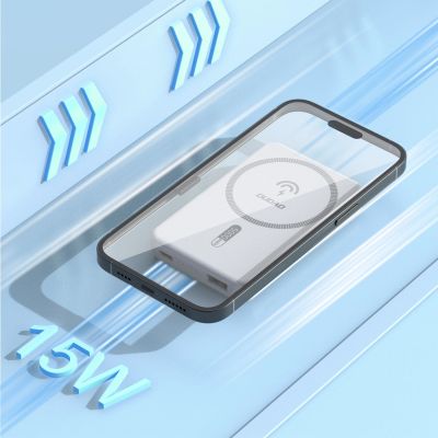 9. Dudao K14S Magnetische Powerbank 20W 5000mAh 1x USB-A 1x USB-C - Weiß