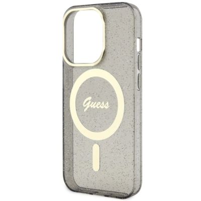 6. Guess, GUHMP14LHCMCGK iPhone 14 Pro 6,1" schwarz/schwarz Hardcase Glitter Gold MagSafe