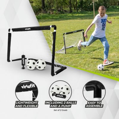 10. VIRTUFIT KINDER-FUSSBALLTOR-SET MIT 2 BÄLLEN UND PUMPE - FUSSBALLTORE - 92