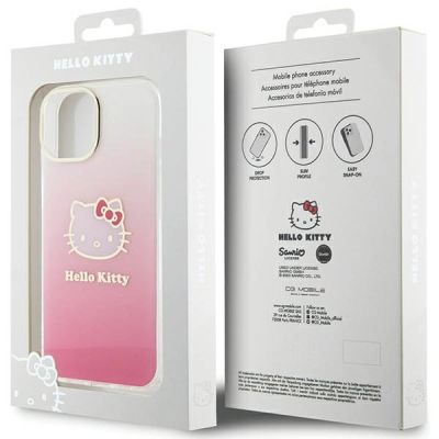 8. Hello Kitty IML Gradient Electrop Kitty Head Hülle für iPhone 15 – Rosa