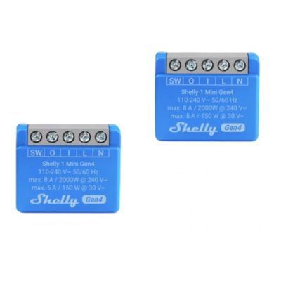 4. Shelly 1 Mini Gen4 Smart WiFi Controller, 2 Stück