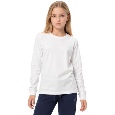 Langarm-T-Shirt 4F F460 für Mädchen, weiß, 4FJWMM00TLONF460, Größe 10S