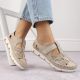 23. Rieker W RKR651 beige Leder Klettverschluss durchbrochene Schuhe