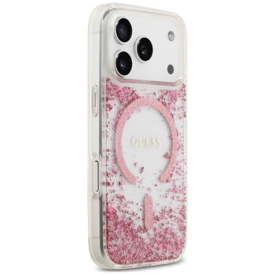 4. Guess MagSafe Hülle mit Glitzerboden aus Kunstharz für iPhone 18 Pro Max / 17 Pro Max – Pink