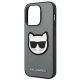 6. Karl Lagerfeld Saffiano Choupette Head Patch Hülle für iPhone 14 Pro - Silber