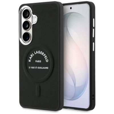 Karl Lagerfeld MagSafe Hülle mit geprägtem Ring und RSG-Logo für Samsung Galaxy S26 – Schwarz