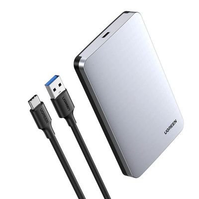 Ugreen CM300 70498 Schacht für 2,5'' SATA 3.0 6Gbit/s Festplatte – Grau + USB-C – USB-A Kabel 0,5 m