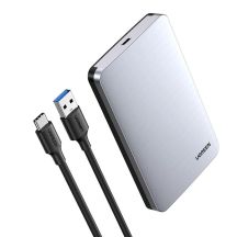 Ugreen CM300 70498 Schacht für 2,5'' SATA 3.0 6Gbit/s Festplatte – Grau + USB-C – USB-A Kabel 0,5 m