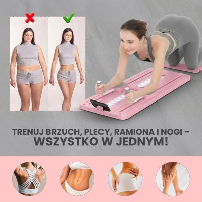 9. Extralink | Pilates-Board | rosa, Reformer für Bauchmuskel- und Liegestützübungen