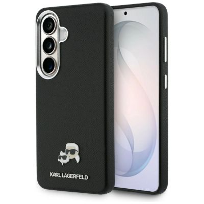 Karl Lagerfeld Saffiano KC Metal Logo MagSafe Hülle für Samsung Galaxy S26 Schwarz