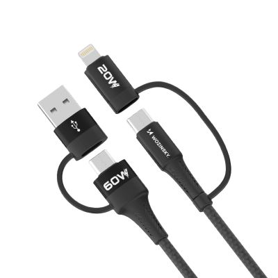 2. Wozinsky WNBAA 4in1 Kabel 2x USB-C 1x USB-A 1x Lightning 60W 1 m - Schwarz