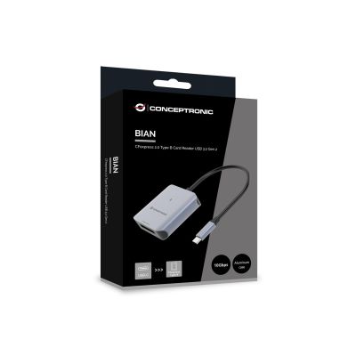 6. Conceptronic BIAN08G USB 3.2 Gen 2 Typ-C Kartenleser Grau
