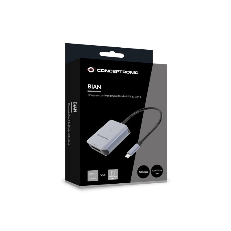 6. Conceptronic BIAN08G USB 3.2 Gen 2 Typ-C Kartenleser Grau